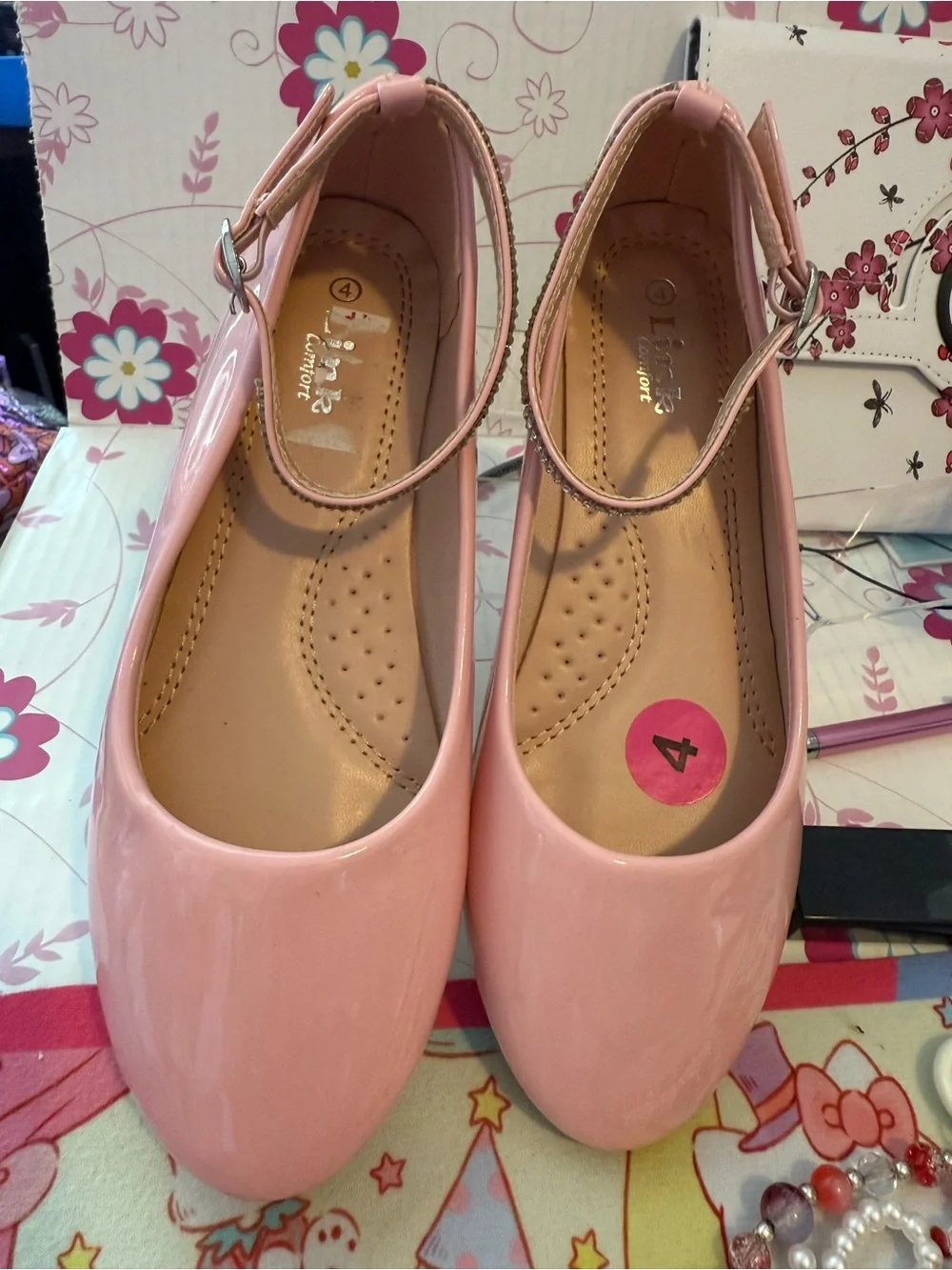 Pink Ankle-Strap Ballet Flats Dress shoes